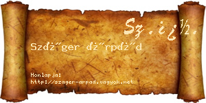 Száger Árpád névjegykártya
